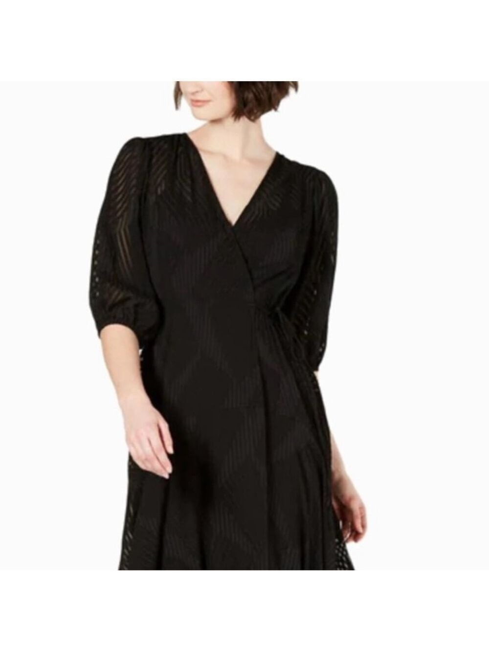 Calvin Klein Black Maxi Sheer Wrap Dress Size 12